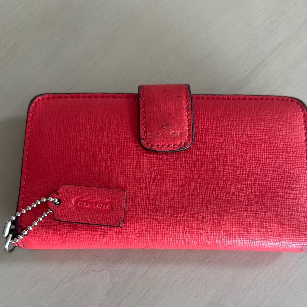 Coach Vibrant Red Leather Wallet